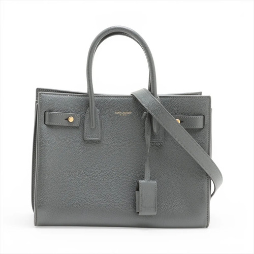 Saint Laurent Paris Sac de Jour Leather 2 Way Handbag Gray 717448
