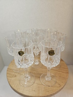 Set of 8 Longchamp France Cristal d'Arques 24% Lead Crystal Wine Glasses