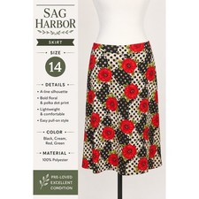 Sag Harbor Women s Size 14 Floral Polka Dot A-Line Skirt 100 Polyester