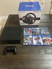 ps4 console and controller with games and thrustmaster wheel bundle