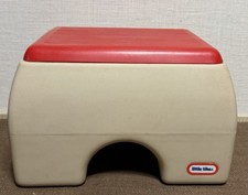 Vintage 1985 Little Tikes Tykes Stołek schodowy Czerwono-beżowy Wyprodukowano w USA 11,5"x9,5"x7,5"