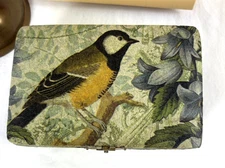 Decoupage Small Wooden Trinket Box Moody Bird 5 x 3"