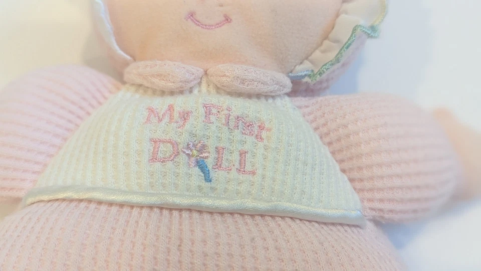 Prestigio Rosa Blanco Térmico Mi Primera Muñeca Ojales Encaje Sonajero Peluche Juguete Bebé Foto 3 de 4