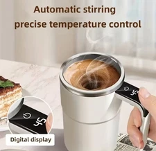 Smart mixing coffee cup LED display|USB charging|magnetic mixing function