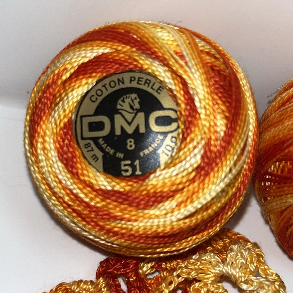 DMC, Bolas de Hilo de Algodón Perla, Talla 8, 051 Naranja Quemado Variegado 2 Completas’s Foto 4 de 4
