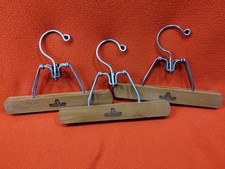Lot of 3 Harmony House Wooden Hangers Pant Skirt Vintage Retro Wood Clamp Pants