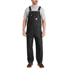 CARHARTT Bib Overalls,42" Waist Sz,32" Inseam,Blk 491U39
