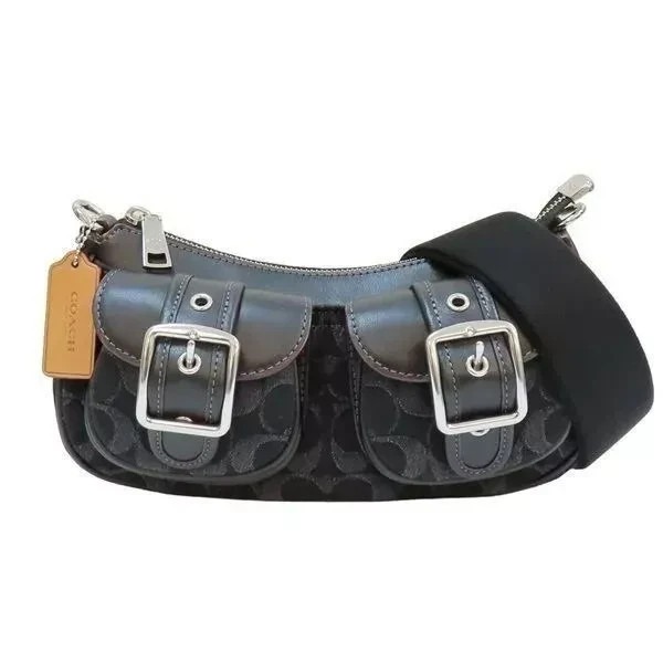 COACH CQ184 Ashton Baguette Signature Denim Handbag Shoulder