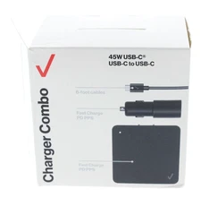 Verizon Charger Combo 45W USB-C Wall Charger and Car Charger with Cable
