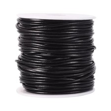 30 Yards Cowhide Genuine Leather Cord for Jewelry Making 2MM Round Real Black