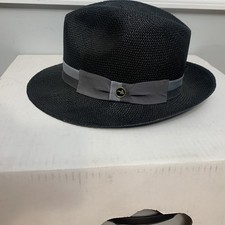 Genuine Panama Hat, 100 Toquilla Straw Handwoven in Ecuador, Fedora Black Small
