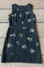 Ann Taylor Eyelet Floral Sheath Dress Size 6 Black Work Office Career Church