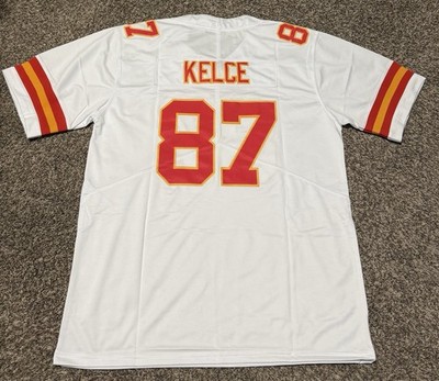 NEW Travis Kelce 87 Custom KC  Sewn Football Jersey White XL