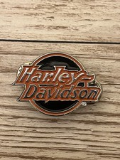 Harley Davidson Motor Cycles / Bike Pin Badge Orange and Black Metal Biker