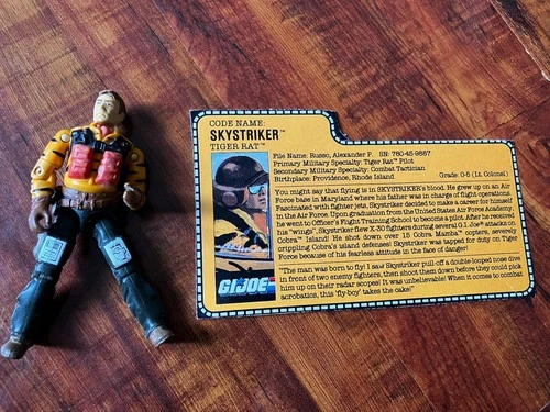 G.I. Joe Skystriker Tiger Rat pilot with file card