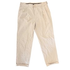 Polo Ralph Lauren Pleated Chino Pants Mens 36x30 Beige Khaki Cotton Cuffed VTG