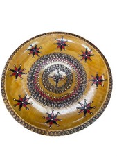 VTG Romanian folk hand painted 8  wood plate crisul Ineu Arad label SKU 9703