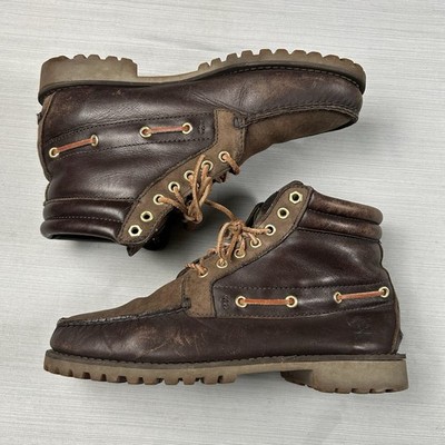 Timberland 7 Eye Chukka Boots Men s Size 10 Brown Leather Moc Toe Casual Shoes