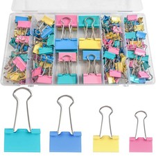 140 Pcs Colored Binder Clips Paper Clamps Assorted Sizes for Home Office School