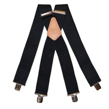 Brimarc Suspender Factory Plain Black Heavy Duty Work Braces - 2" width