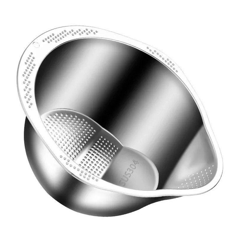 1pcs Stainless Steel Rice Washer Bowl 304 Colander Strainer for Kitchen Use