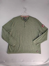 Canada Weather Gear Mens Shirt XL Green Henley Long Sleeve Solid Knit Casual