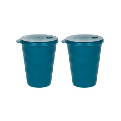 Tupperware Junge Welle Becher 330 ml Petrol 2er Set Trinkbecher mit Deckel