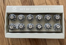 Casa Decor Set of 12 Ceramic Pull Knobs Drawers Cupboards NIB Black Tan White