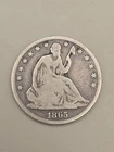 1865 Seated Liberty Silver Half Dollar 50c