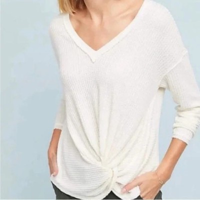 Anthropologie Akemi + Kin Side Knot Waffle Knit Blouse Size S