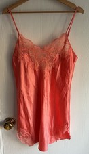 VTG Victorias Secret Gold Label Satin Lace Slip Dress S Coral NWT 90s Coquette