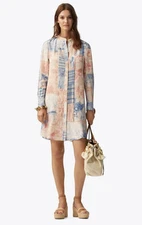 Tory Burch Cora Long Sleeve Silk Shift Dress Size6 $498