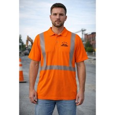 VEA Visibility Enhanced Apparel Polo Mens M Orange Short Sleeve Reflective READ