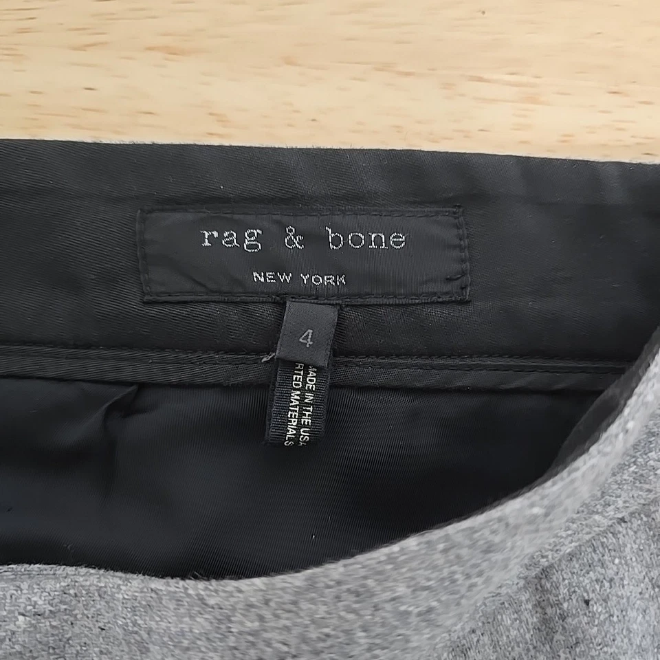 Rag & Bone Women's Wool Dress Pants Straight Leg Ankle Length Charcoal Size 4 - Image 3 of 4