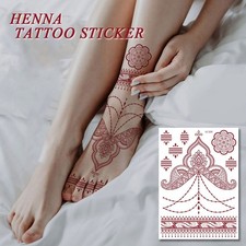 Body Art Temporary Tattoos Henna Red Lace Flower Tattoo Stickers Ethnic Style