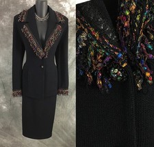 BEAUTIFUL St John collection jacket knit Black multi suit blazer size 6