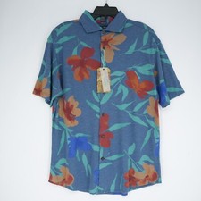 Cremieux Martinique Collection Men's Short-Sleeve Shirt L Blue Floral NWT 85