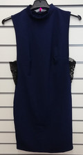 V BY VERY LADIES LACE SIDE PANEL BODYCON DRESS BLUE SIZE 12 NEW (ref 771) SALE