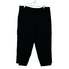 Talbots Heritage Pants 14 Black Cropped Ankle Length Flat Front Lined 100 Linen