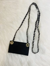 Bag Chain Strap Replacement Crossbody Card Case DIY 46” Silver Black Leather
