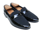 Salvatore Ferragamo Italy Black Patent Leather Nylon Toe Loafer Dress Shoe SZ 9D — photo 2