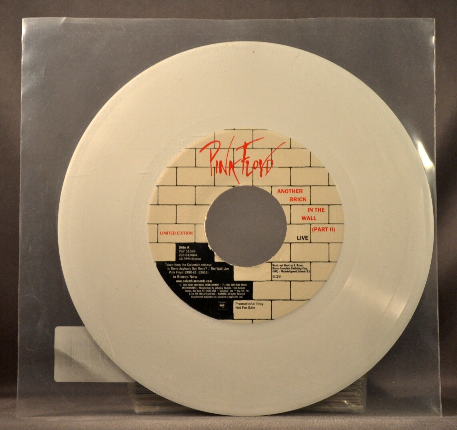 Pink FLOYD Another Brick In The Wall (Part II) Live PROMO 7" White VINYL Record