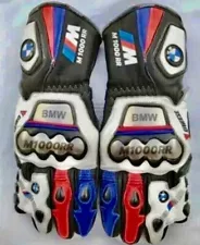 "BMW M1000RR Motorrad Racing Leather Gloves - Premium Motorbike Riding Gloves |