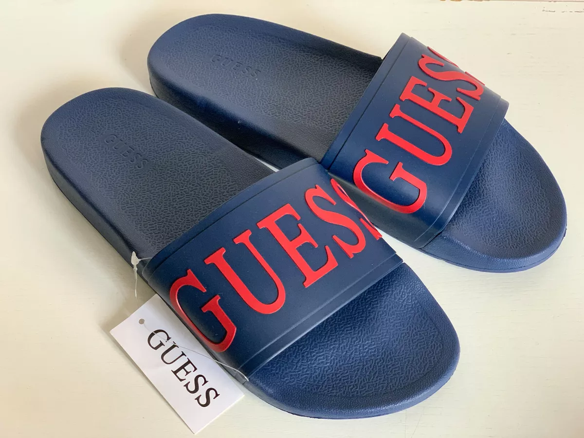 NEW GUESS ELFINO NAVY BLUE MEN S COMFORT SLIDES SLIPPERS US 10