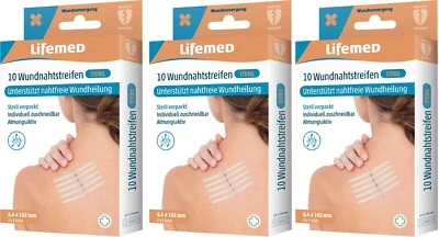 LIFEMED 30 Wundverschlussstreifen Wundnahtstreifen Klammerpflaster 6,4 x 102 mm steril