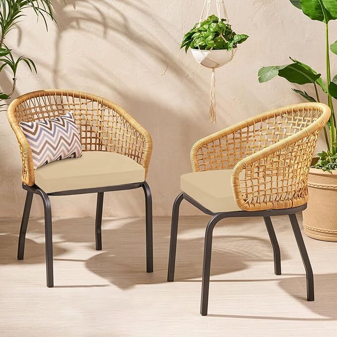 Outdoor Chair Cushions Set of 4 for Patio Furniture, Waterproof Round