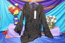 Newport News Women's Black Striped Mini Dress Size 8 Shirt retro dance classic