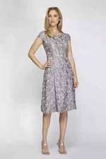 Alex Evenings Short A-Line Applique Dress with Cap Sleeves SIZE 6 NEW