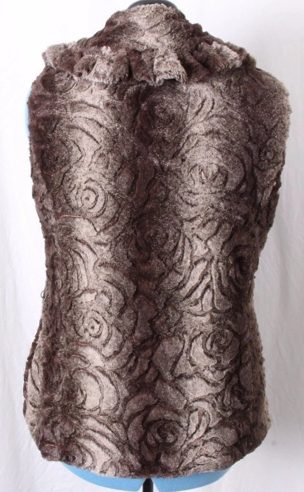 Chaleco Damselle New York Volantes Gancho Cierre Flor Rosas Marrón Imitación Piel Para Mujer M Foto 3 de 4