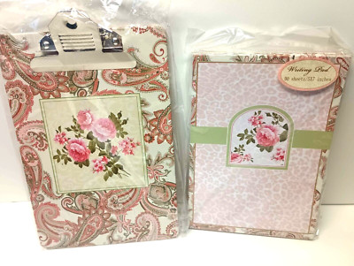 Anna Grace Roses / Paisley Clipboard 5 X 7 Memo Size Pocket w/ Matching Notepad!